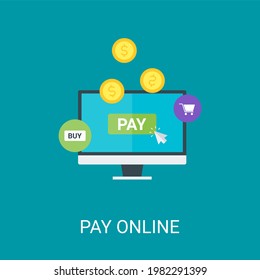 Online payment vector illustration background in flat style. Suitable for web banners, social media, postcard, presentation and many more.