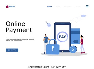 Online Payment Vector Illustration Concept , Suitable for web landing page, ui, mobile app, editorial design, flyer, banner, and other related occasion