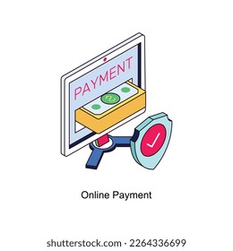 Online Payment Vector Isometric Filled Outline icon for your digital or print projects.
