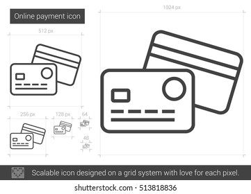 Online payment vector line icon isolated on white background. Online payment line icon for infographic, website or app. Scalable icon designed on a grid system.