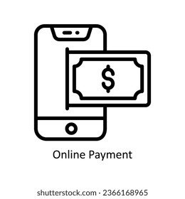 Ilustración de diseño de iconos del esquema del vector de pago en línea. Símbolo de almacén web en fondo blanco archivo EPS 10 