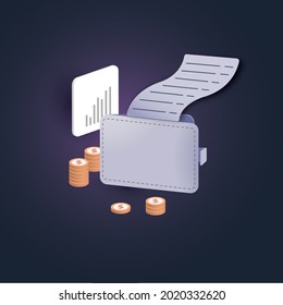 Online Payment with wallet and money illustration concept. vector illustration