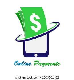 Online payments. Color vector illustration for logo, sticker or label, modern design isolated on white background