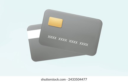 Pagos en línea tarjeta de crédito o débito 3d icono render Transferencia de dinero. transacciones financieras e-commerce publicidad flotando en el fondo pastel. dibujos animados mínimo, Eps 10 vector. ilustración