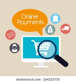 Online payments design over beige background, vector illustration.