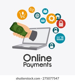Online payments design over white background, vector illustration.