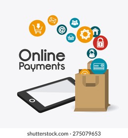 Online payments design over white background, vector illustration.