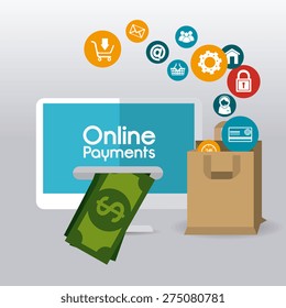 Online payments design over white background, vector illustration.
