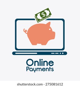 Online payments design over white background, vector illustration.