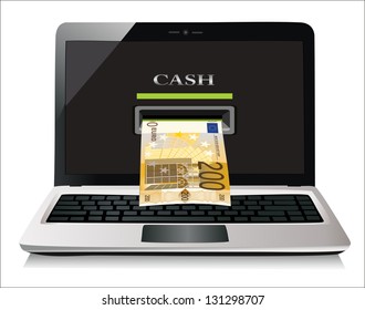 Online payments in laptop concept.Isolated on white background