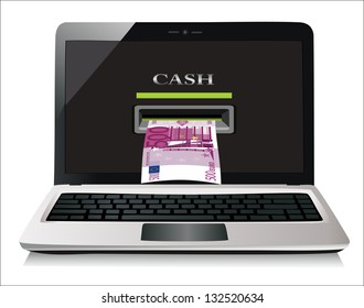 Online payments in laptop concept.Isolated on white background