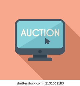 Online pc auction icon flat vector. Price sell. Mobile virtual