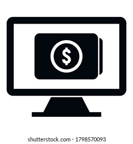 Online pc digital wallet icon. Simple illustration of online pc digital wallet vector icon for web design isolated on white background