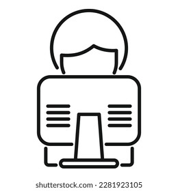 Online pc help icon outline vector. Office service. Customer support