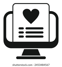 Online pc shop icon simple vector. Desired items. Care wish list personal