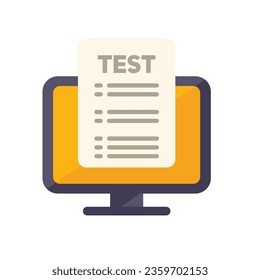 Online pc test icon flat vector. Paper check. Sheet survey isolated