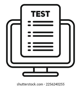 Online pc test icon outline vector. Paper check. Sheet survey