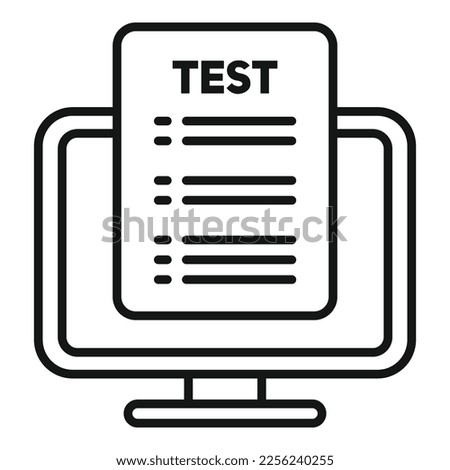 Online pc test icon outline vector. Paper check. Sheet survey