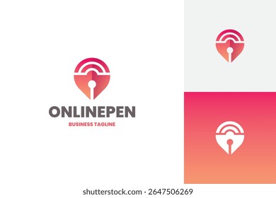 Diseño de logotipo de Vector de pluma en línea