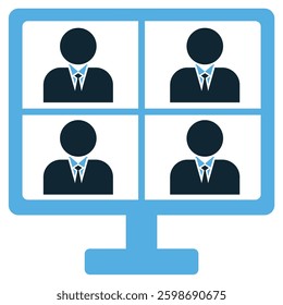 online people networking icon vector representing virtual connection, communication, and digital teamwork. Great for social media, business, and remote work projects.