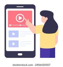 An online person flat character vector 