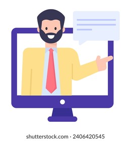 An online person flat character vector 