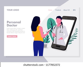 Online Personal Doctor Vector Illustration For Landing Page
