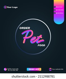 Online Pet Food Store Social Media Poster Or Flyer Template With Animal Fur Text Effect