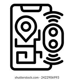 Online pet tracker icon outline vector. Phone use app. Care lost finder