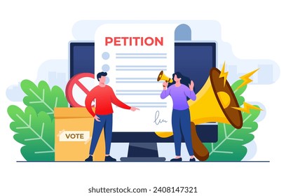 Online petition concept flat illustration vector template, Petition form, Making choice, balloting Paper, Democracy, Public appeal document, Complaint