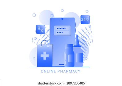 Online Pharmacy. Buy medicaments and drugs online. Pharmaceutical products in mobile application