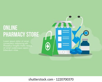 Online pharmacy concept illustration vector design template