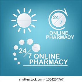 Online Pharmacy Concepts. Set Of Vector Logos Template