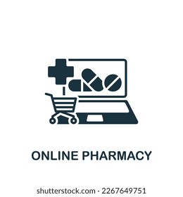 Online pharmacy icon. Monochrome simple sign from pharmacy collection. Online pharmacy icon for logo, templates, web design and infographics.