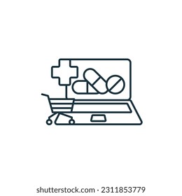 Online pharmacy icon. Monochrome simple sign from pharmacy collection. Online pharmacy icon for logo, templates, web design and infographics.