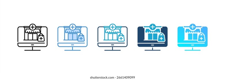 Online Pharmacy icon set multiple style collection