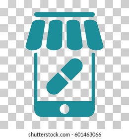 Online Pharmacy icon. Vector illustration style is flat iconic symbol, soft blue color, transparent background. Designed for web and software interfaces.