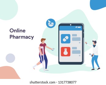 Online Pharmacy illustration. Modern flat design style for website and mobile website.Vector illustration
