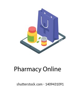 
Online pharmacy in isometric design 

