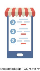 Online pharmacy on smartphone flat icon Buying medicines. Vector illustration