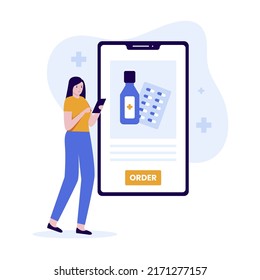 Online pharmacy ordering illustration design concept. Illustration for websites, landing pages, mobile applications, posters and banners. Trendy flat vector illustration