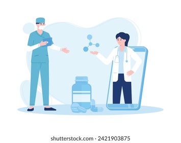 online pharmacy services or platform pharmacists trending concept flat illustration