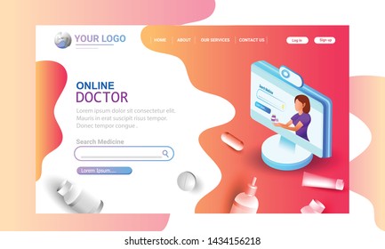 Online Pharmacy store, illustration with small characters, medicine and healthcare concept for Online Pharmacy landing page