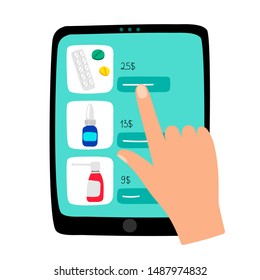 Online pharmacy vector concept. Choice of medication, digital pharmacology market