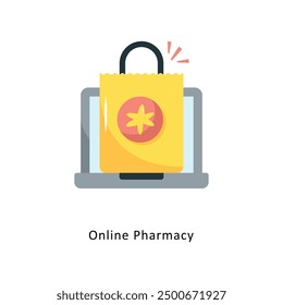 Vector de farmacia en línea Icono plano Ilustración de diseño Símbolo sobre fondo blanco EPS 10 Archivo