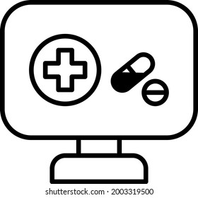 Online pharmacy Vector Line Icon Design
