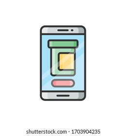 Online Pharmacy vector outline filled illustration. corona virus covid-19 icon