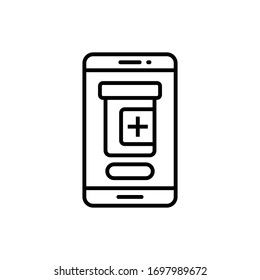 Online Pharmacy vector outline illustration. covid-19 EPS 10