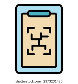 Online phone museum icon outline vector. Pass ticket. Old history color flat