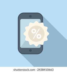 Online phone sale icon flat vector. Percent promotion. Deal promo offer